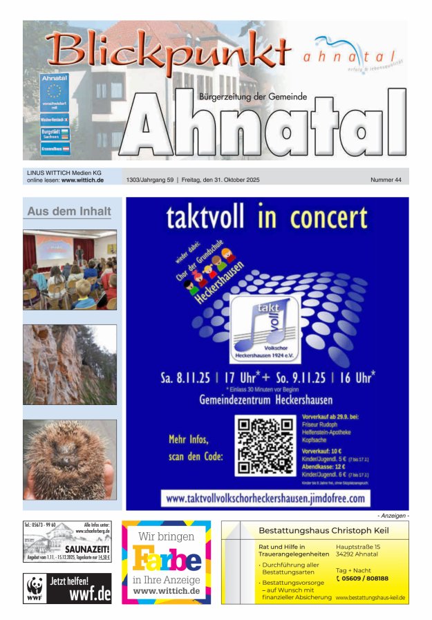 Blickpunkt Ahnatal Titelblatt 44/2025