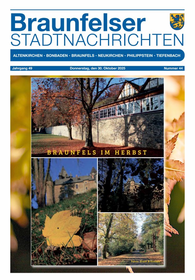 Braunfelser Stadtnachrichten Titelblatt 44/2025