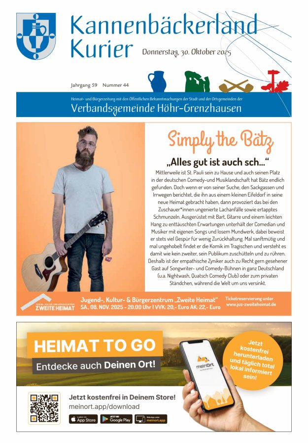 Kannenbäckerland-Kurier Verbandsgemeinde Höhr-Grenzhausen Titelblatt 44/2025