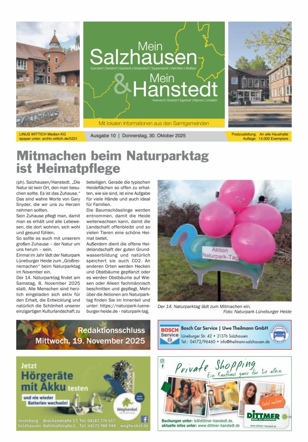 Mein Salzhausen   Mein Hanstedt Titelblatt 10/2025