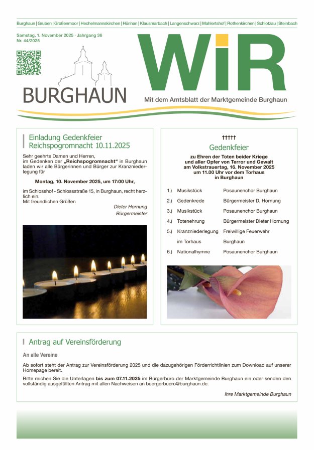 WIR - mit Amtsblatt der Marktgemeinde Burghaun Titelblatt 44/2025