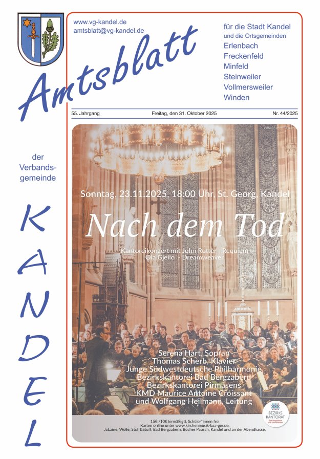 Amtsblatt VG Kandel Titelblatt 44/2025