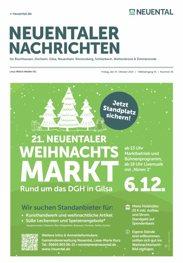 Neuentaler Nachrichten Titelblatt 44/2025