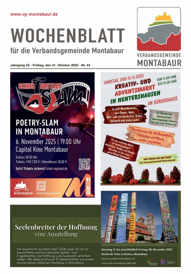 Wochenblatt der Verbandsgemeinde Montabaur Titelblatt 44/2025