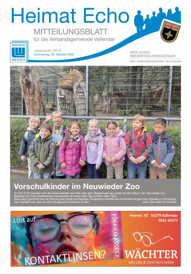 Heimat-Echo - Heimat- und Bürgerzeitung Verbandsgemeinde Vallendar Titelblatt 44/2025