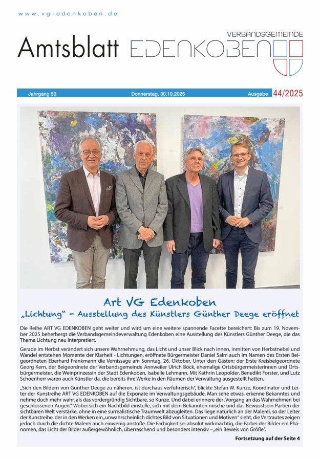 Amtsblatt VG Edenkoben Titelblatt 44/2025
