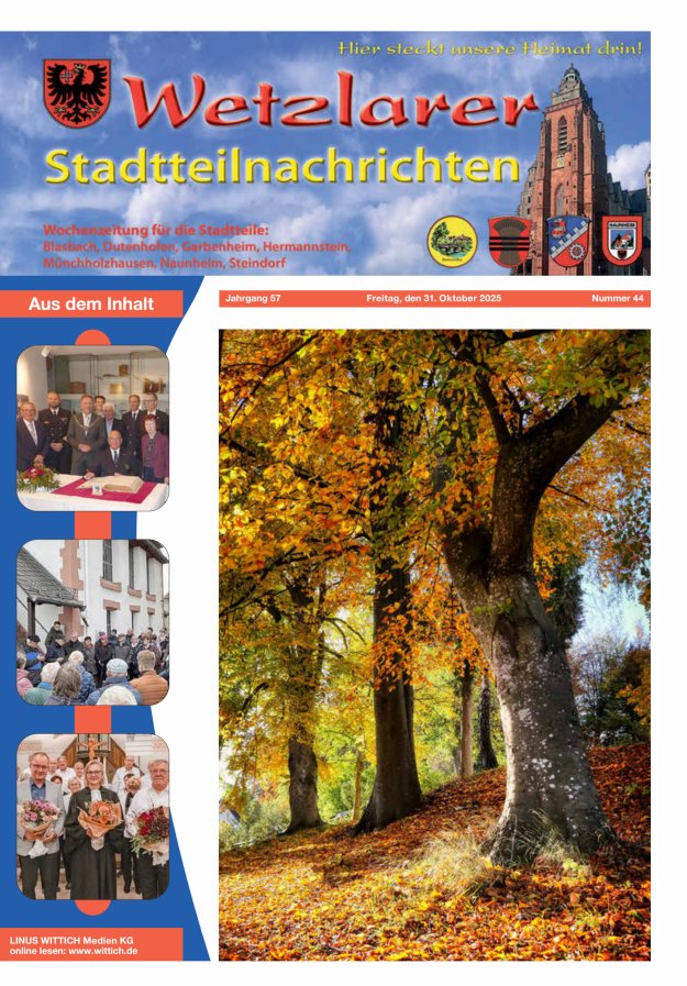 Wetzlarer Stadtteilnachrichten Titelblatt 44/2025