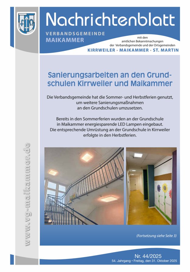 Nachrichtenblatt VG Maikammer Titelblatt 44/2025