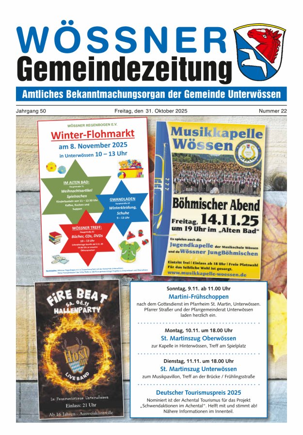 Wössner Gemeindezeitung Amtliches Bekanntmachungsorgan der Gemeinde Unterwössen Titelblatt 22/2025