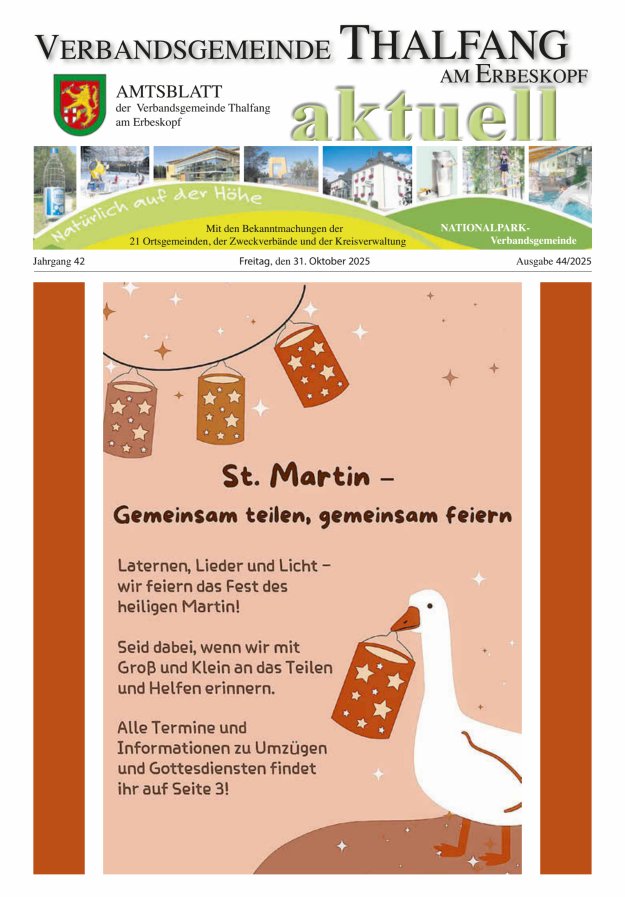 Thalfang aktuell - Amtsblatt VG Thalfang Titelblatt 44/2025