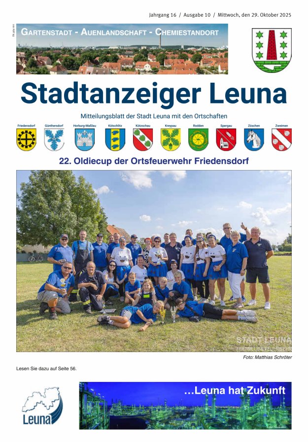 Stadtanzeiger – Mitteilungsblatt der Stadt Leuna mit den Ortschaften Titelblatt 10/2025