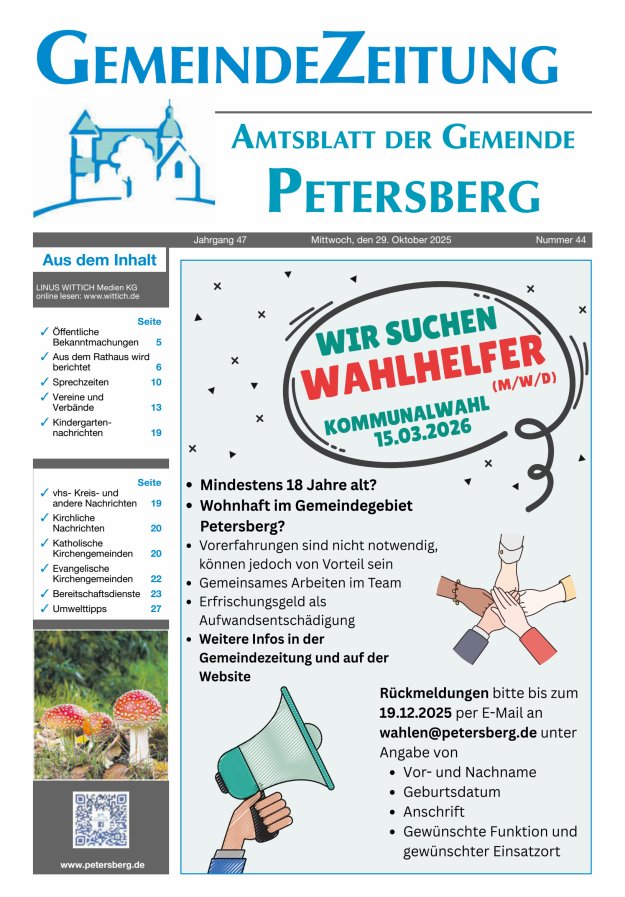 Amtsblatt Blickpunkt Petersberg Titelblatt 44/2025