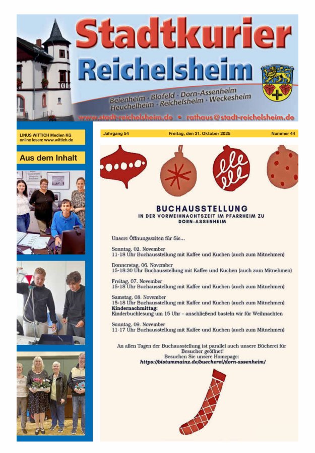 Stadtkurier Reichelsheim Titelblatt 44/2025