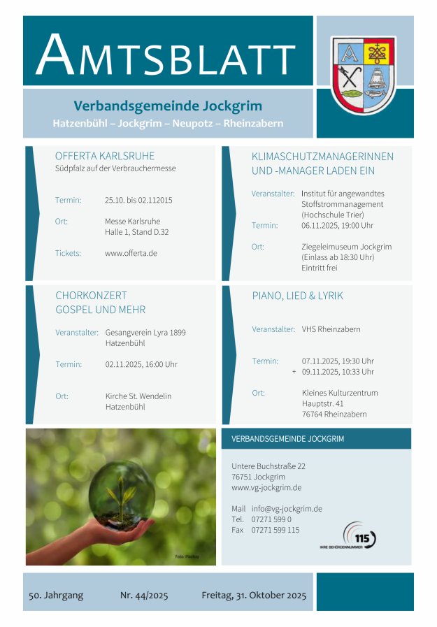 Amtsblatt VG Jockgrim Titelblatt 44/2025