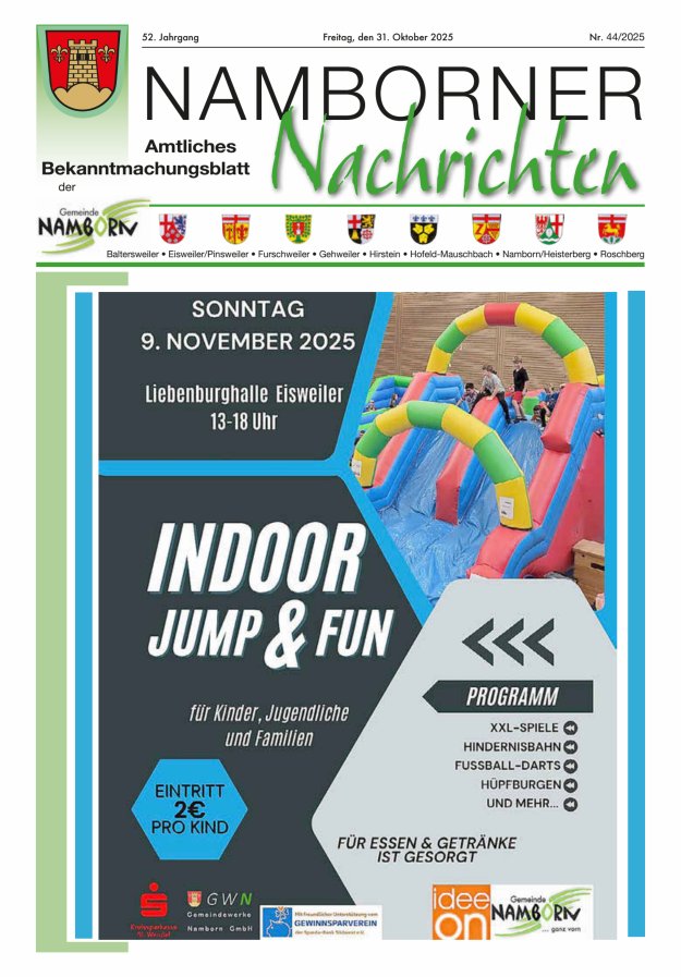 Namborner Nachrichten Titelblatt 44/2025