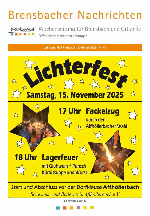 Brensbacher Nachrichten Titelblatt 44/2025