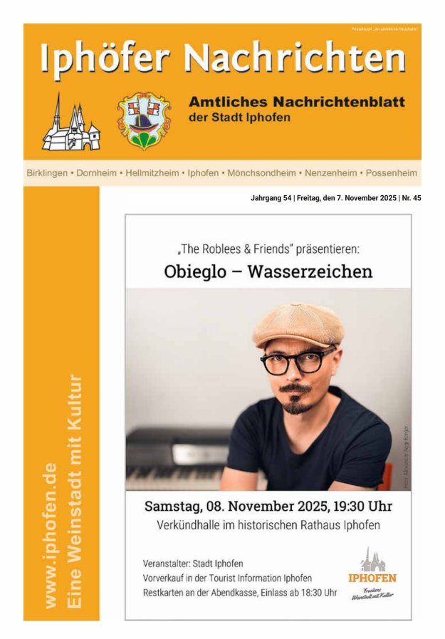 Iphöfer Nachrichten Titelblatt 45/2025