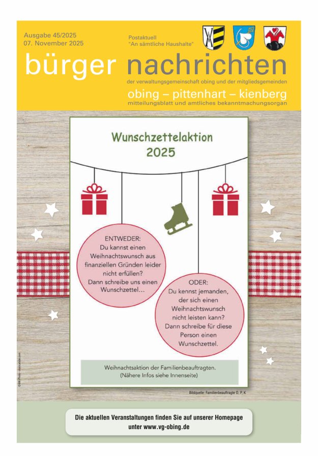 Bürger Nachrichten Obing Pittenhart Kienberg Titelblatt 45/2025