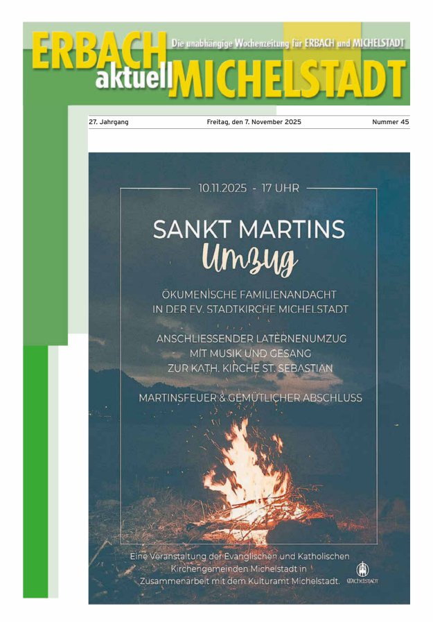 Erbach-Michelstadt aktuell Titelblatt 45/2025
