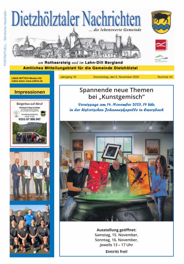 Dietzhölztaler Nachrichten Titelblatt 45/2025
