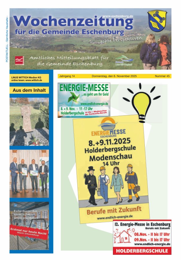 Wochenzeitung für die Gemeinde Eschenburg Titelblatt 45/2025