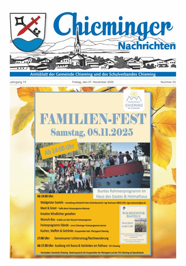 Chieminger Nachrichten Titelblatt 23/2025