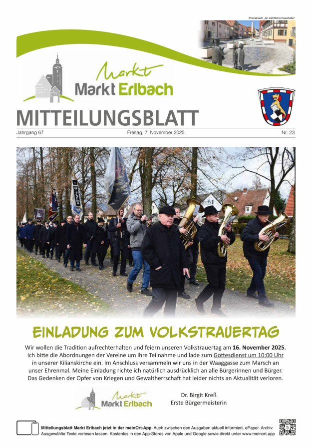 Mitteilungsblatt Markt Erlbach Titelblatt 23/2025