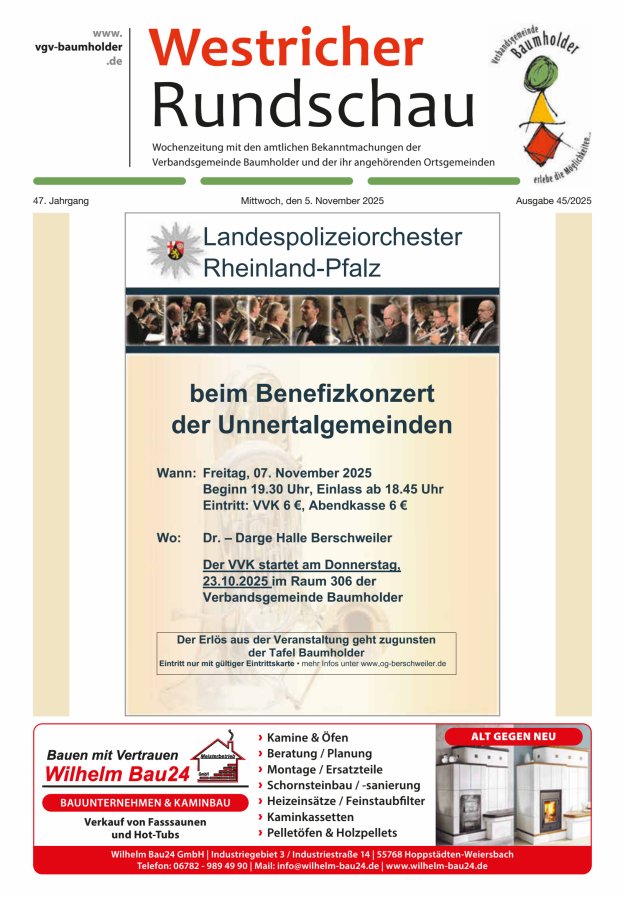 Westricher Rundschau VG Baumholder Titelblatt 45/2025