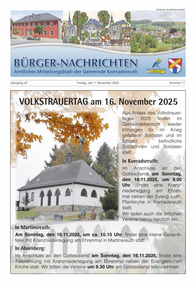 Bürger-Nachrichten Titelblatt 11/2025