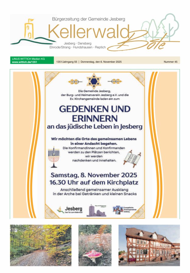 Kellerwaldbote - Bürgerzeitung der Gemeinde Jesberg Titelblatt 45/2025
