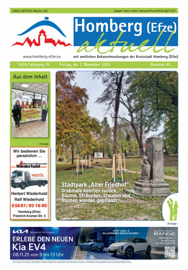 Homberg Efze aktuell Titelblatt 45/2025