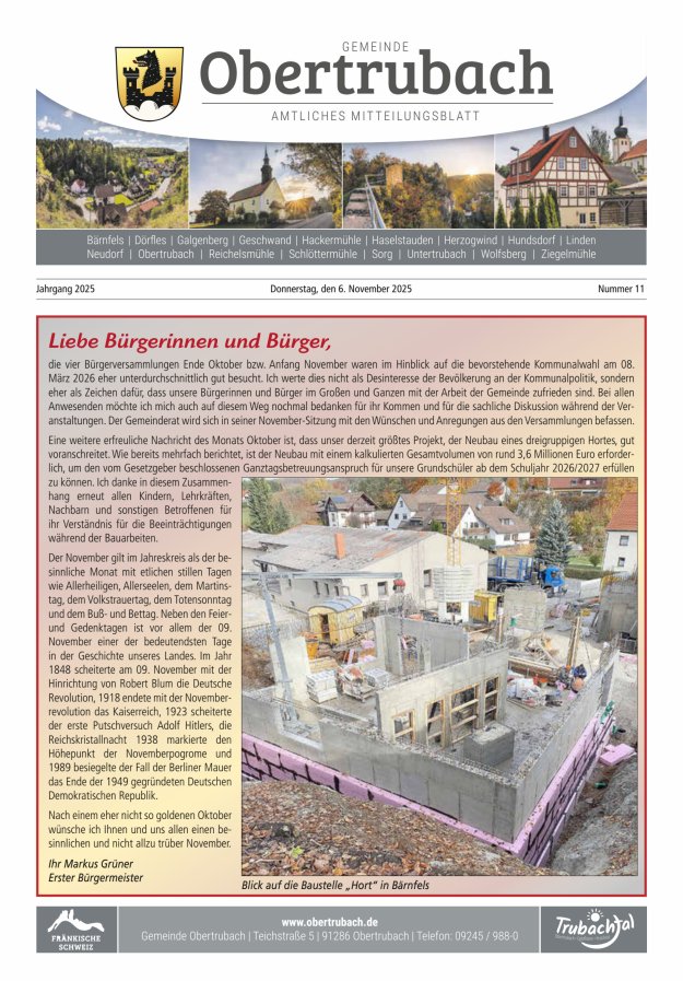 Obertrubach Titelblatt 11/2025