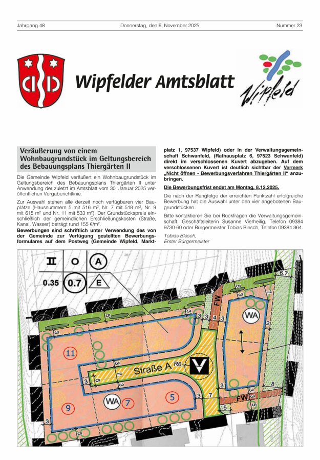 Wipfelder Amtsblatt Titelblatt 23/2025