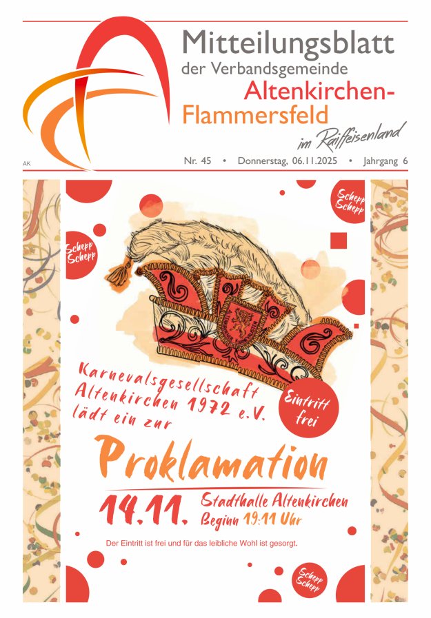 Mitteilungsblatt Verbandsgemeinde Altenkirchen-Flammersfeld Titelblatt 45/2025
