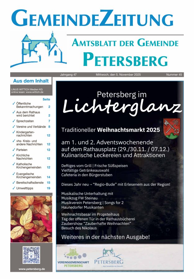 Amtsblatt Blickpunkt Petersberg Titelblatt 45/2025