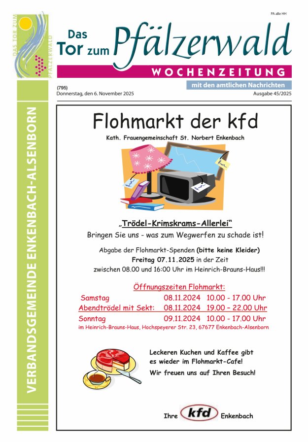 Das Tor zum Pfälzer Wald - VG Enkenbach-Alsenborn Titelblatt 45/2025