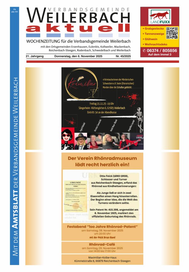 Verbandsgemeinde Weilerbach aktuell Titelblatt 45/2025