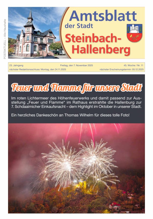 Amtsblatt der Stadt Steinbach-Hallenberg Titelblatt 11/2025