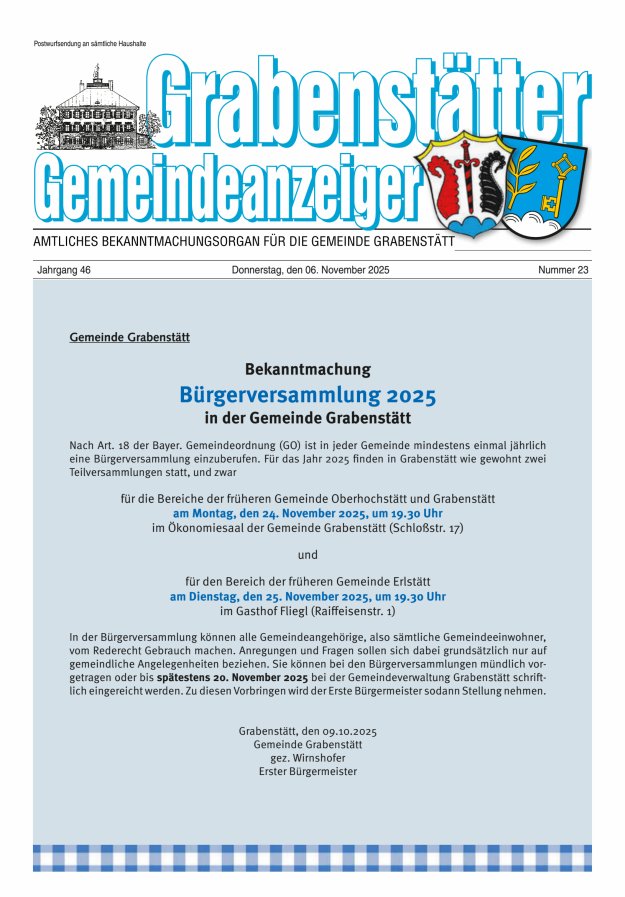 Grabenstätter Gemeindeanzeiger Titelblatt 23/2025