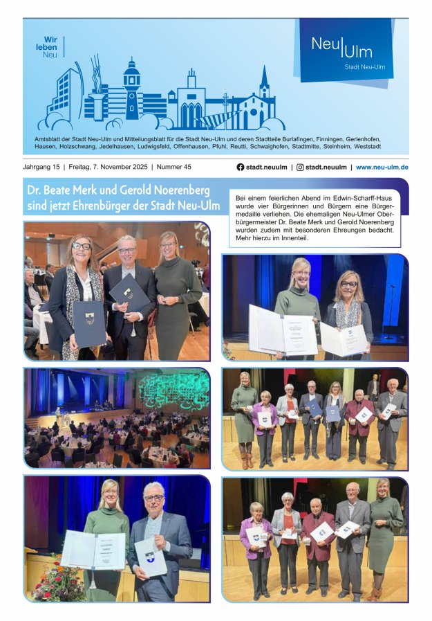 Amtsblatt der Stadt Neu-Ulm und Mitteilungsblatt für die Stadt Neu-Ulm Titelblatt 45/2025