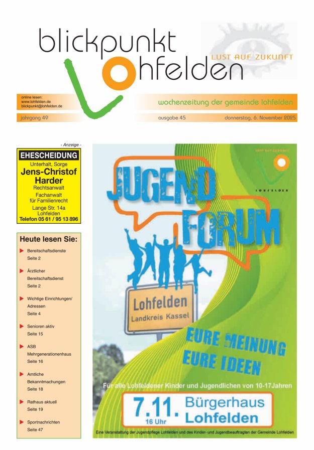 Blickpunkt Lohfelden Titelblatt 45/2025