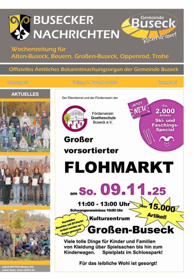 Busecker Nachrichten Titelblatt 45/2025