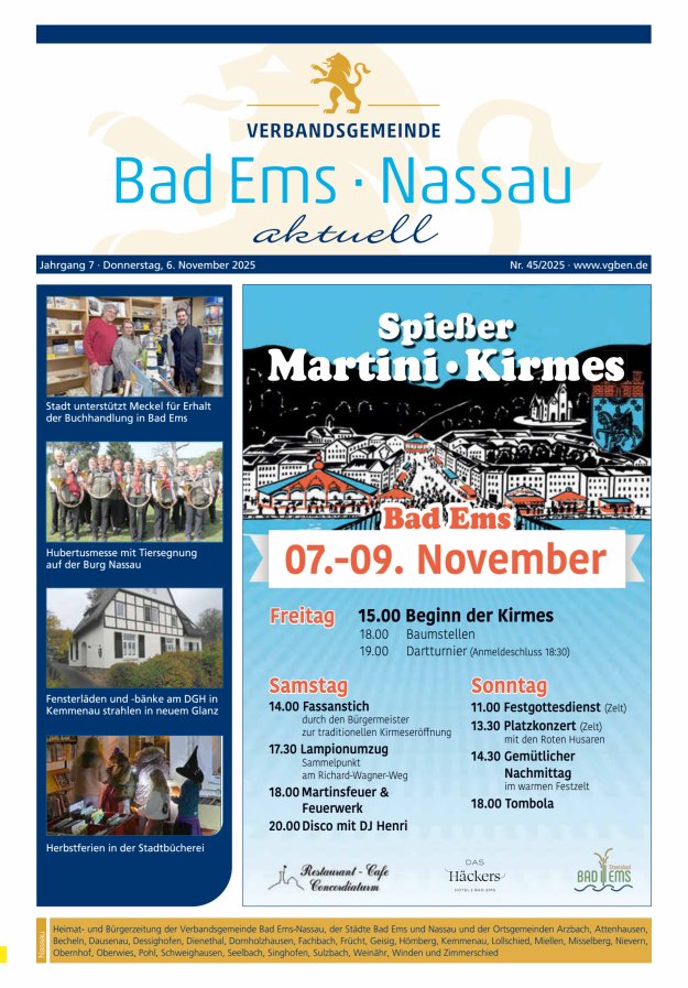 Bad Ems-Nassau aktuell Ausgabe Nassau Titelblatt 45/2025