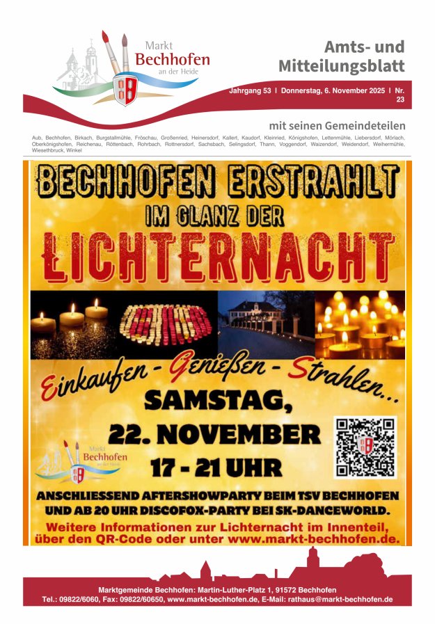 Amts- und Mitteilungsblatt für den Markt Bechhofen Titelblatt 23/2025