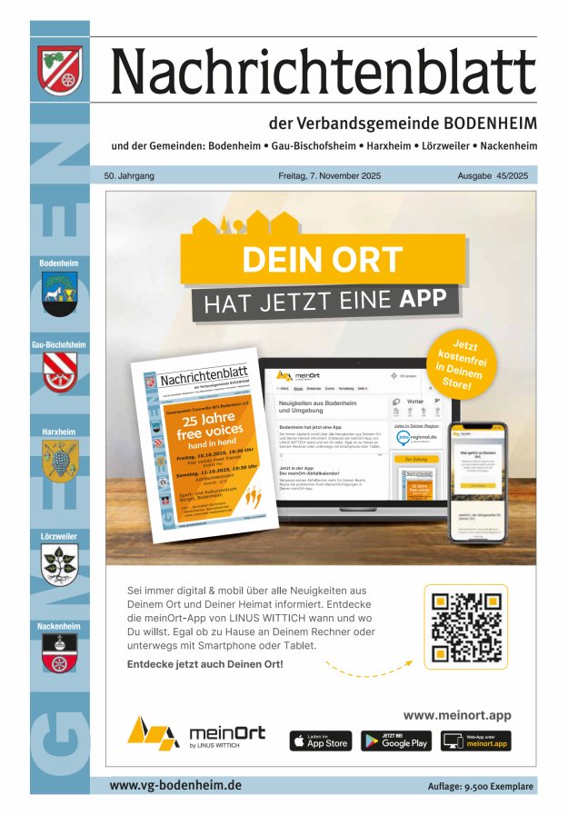 Nachrichtenblatt der VG Bodenheim              Titelblatt 45/2025