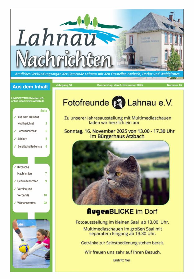 Lahnau Nachrichten Titelblatt 45/2025