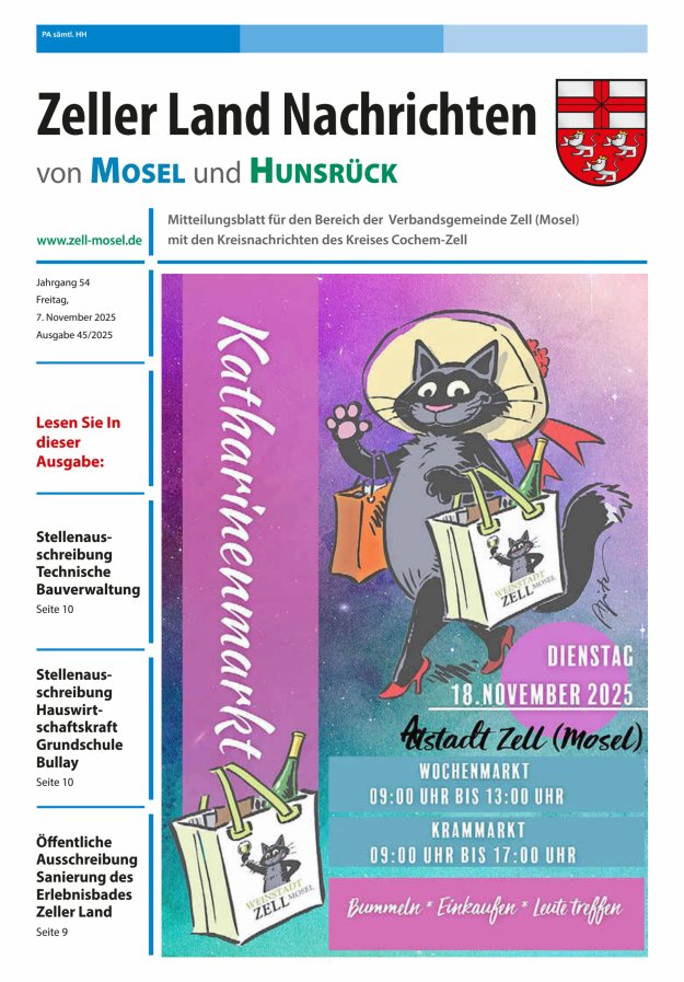 Zeller Land Nachrichten Titelblatt 45/2025