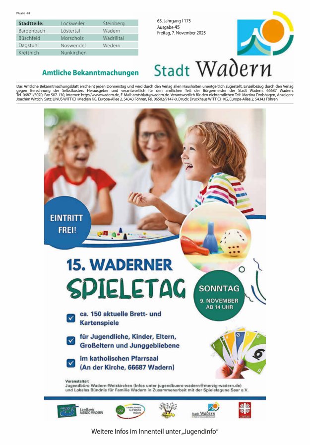 Stadt Wadern Titelblatt 45/2025
