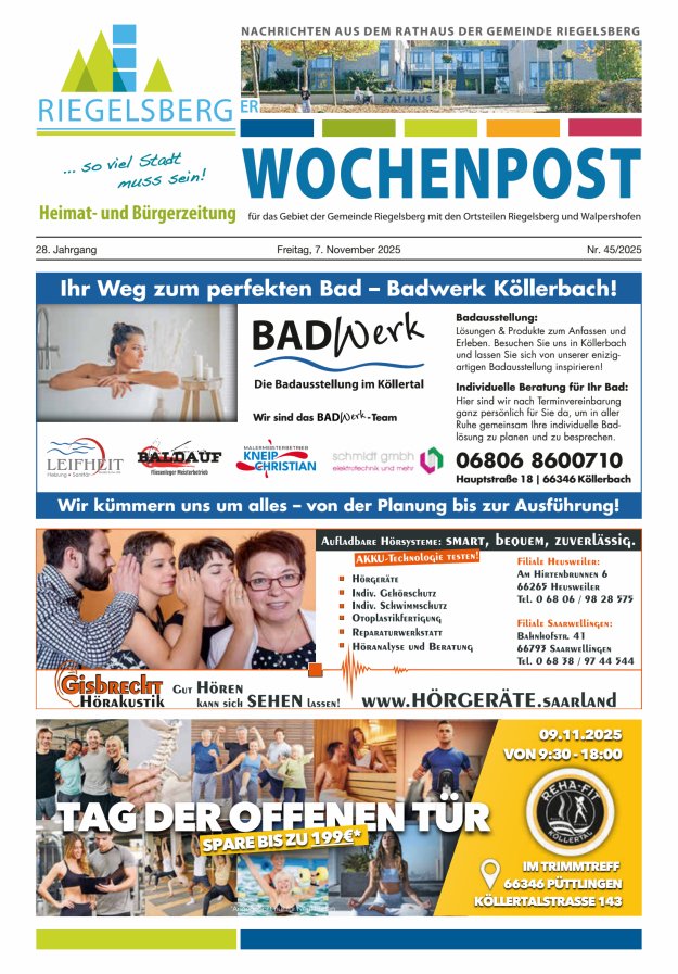 Riegelsberger Wochenpost Titelblatt 45/2025