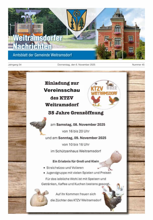 Weitramsdorfer Nachrichten Titelblatt 45/2025